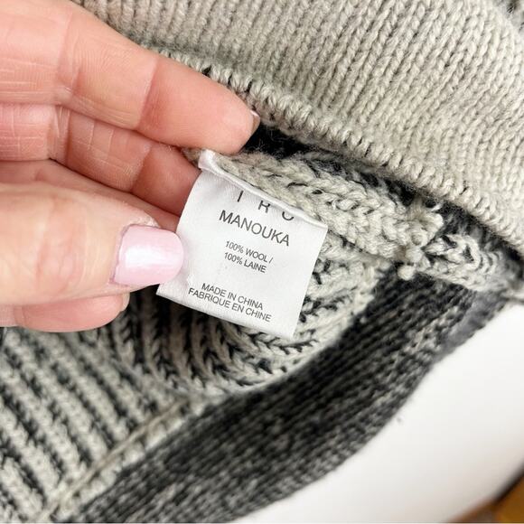 IRO Paris Manouka Women's Gray Sweater Zipper Chunky Knit Ribbed Wool Small - Picture 8 of 9